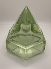 VTG LRG GREEN GLASS NAUTICAL SHIP BOAT DECK PORTHOLE PRISM PAPERWEIGHT 4.75" EUC