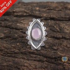 Valentines Deal Sterling Silver Natural Rose Chalcedony Band Trendy Ring Jewelry