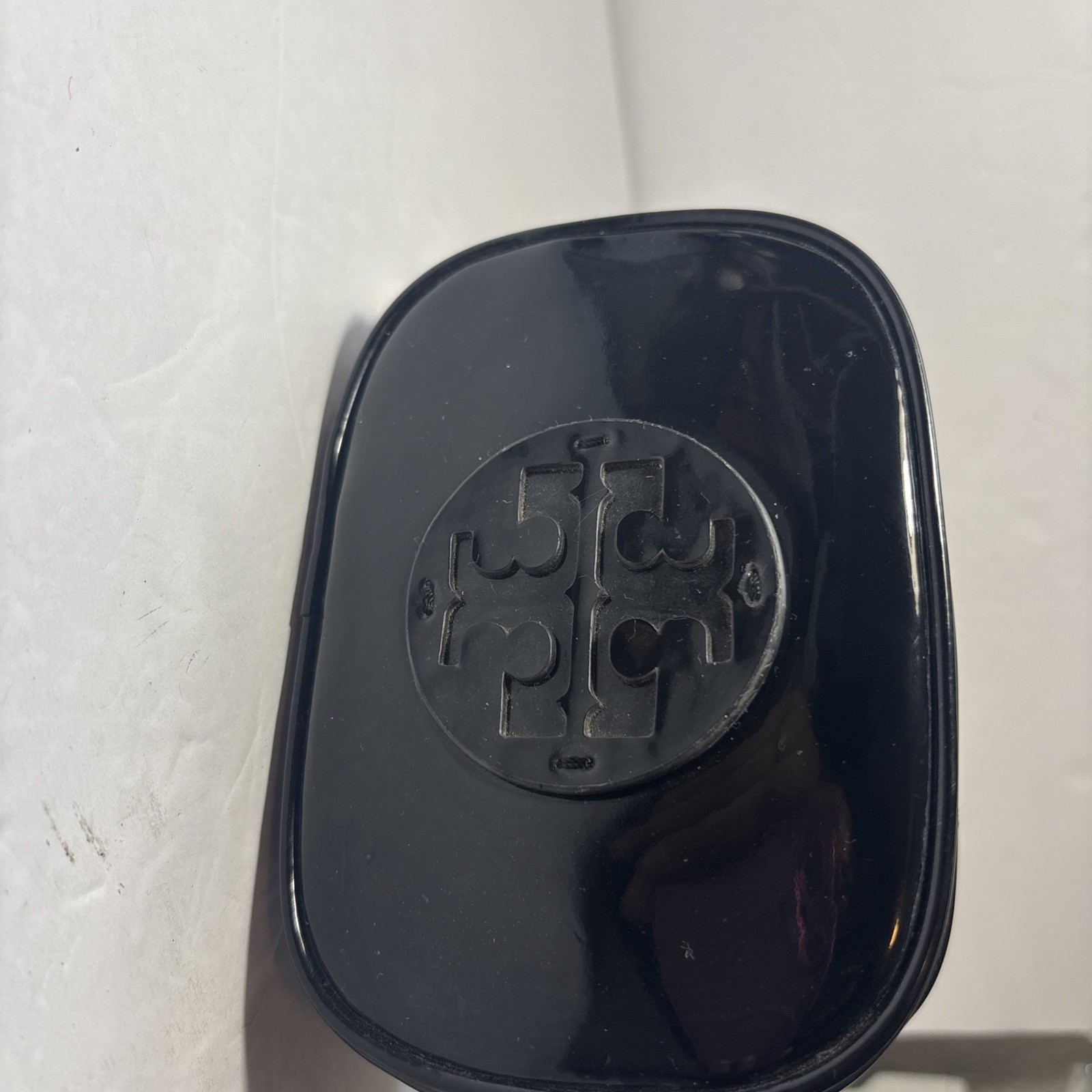 Tory Burch Black Logo Patent Leather Cosmetic Jewelry Case Makeup  Bag