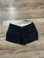 Old Navy Mid Rise Cuffed Black Cotton Blend Shorts Size 8