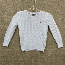 Polo Ralph Lauren Sweater Boys Size 6 Blue Cable Knit Preppy Academia School