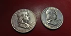 Lot of 2- 1952 US Benjamin Franklin Liberty Bell Half Dollar Silver