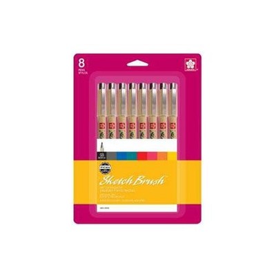 Sakura Pigma Micron Sketch Brush Asst Colors 8/Pk Arts Craft Calligraphy Writing