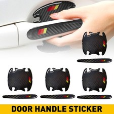 8pcs Tri-color Car Door Stickers Handle Carbon Fiber Anti-scratch Protector Film