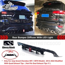 For Jeep Grand Cherokee Srt Srt8 2012-22 Black V2 Rear Bumper Diffuser Kit Wled For Jeep Grand Cherokee Srt Srt8 2012-22 Black V2 Rear Bumper Diffuser Kit Wled