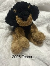 2005 Tesco Brown & Black Puppy Dog Doberman Soft Plush Beanie Toy 