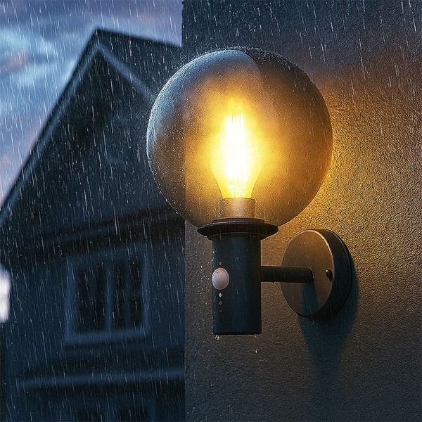 Wandlampe AußEnleuchte Gartenlampe Bewegungsmelder Anthrazit Rauchglas H 37 Cm-image