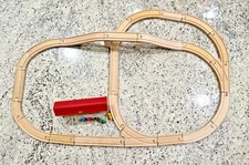 Vintage Authentic BRIO Wooden Railway Red Roof Platform 33368 + 33133 Track READ