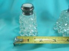 Vintage 2.5" Diamond Cut Crystal Salt/Pepper Shaker Set w Mother of Pearl Caps — photo 5