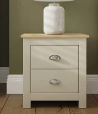 Set of 2 JW Lancaster Cream Bedside Table Cabinet, 2 Drawers