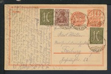 Bahnpost Infla Ganzsache Deutsches Reich Baden-Württemberg Stuttgart Zug 229