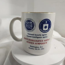 vtg 90's NSA National Security Agency CIA 12oz Ceramic Coffee Mug JIA CONFERENCE