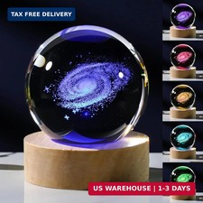 3D Galaxy Crystal Ball Night Light with Remote Upgraded 2.36 Inch Galaxy Planets
