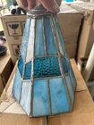 VINTAGE Tiffany Style BLUE/WHITE LEADED GLASS LAMP SHADE 9”TALL ,10”WIDE