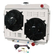 3 Row Aluminum Radiator Shroud Fan Relay 1967-1970 V8 4.7L 5.0L AC HD Cooling