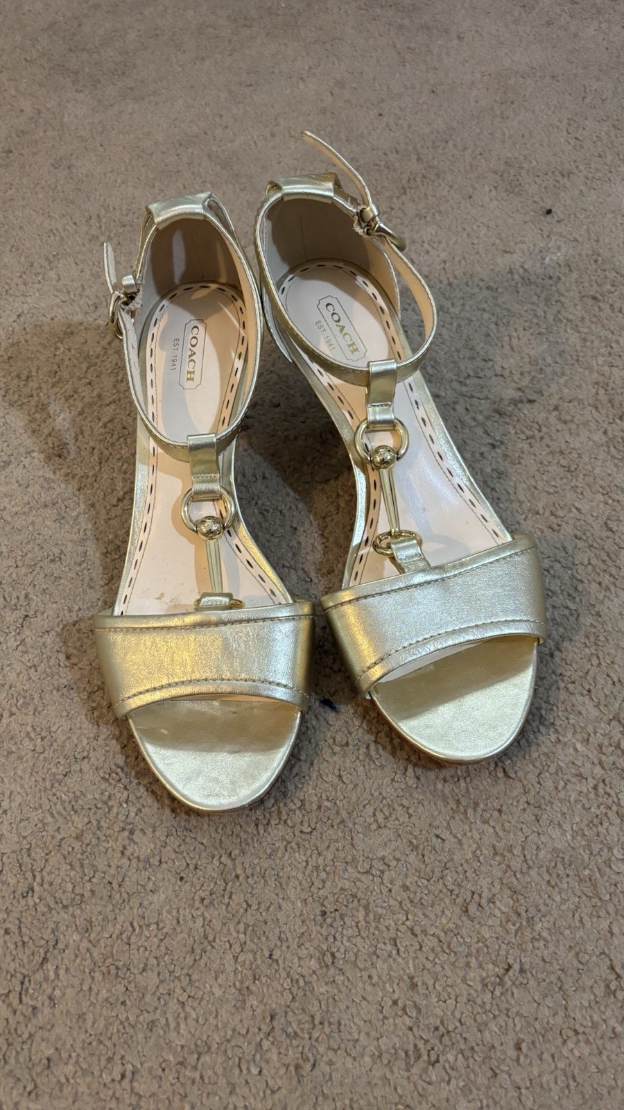 Coach Kitten Heel Strappy Sandals Size 10, worn and vintage.