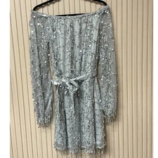 Miss Holly Minx Silver Bodycon Dress Size L