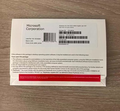 Microsoft Windows Server 2025 Standard 64Bit 16 Core-50 CALs DVD With Key Sealed
