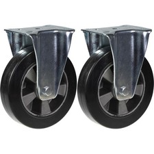 200 mm (8") zwenkwiel met zwart rubber, vast, stevig, draagvermogen 900 kg, set