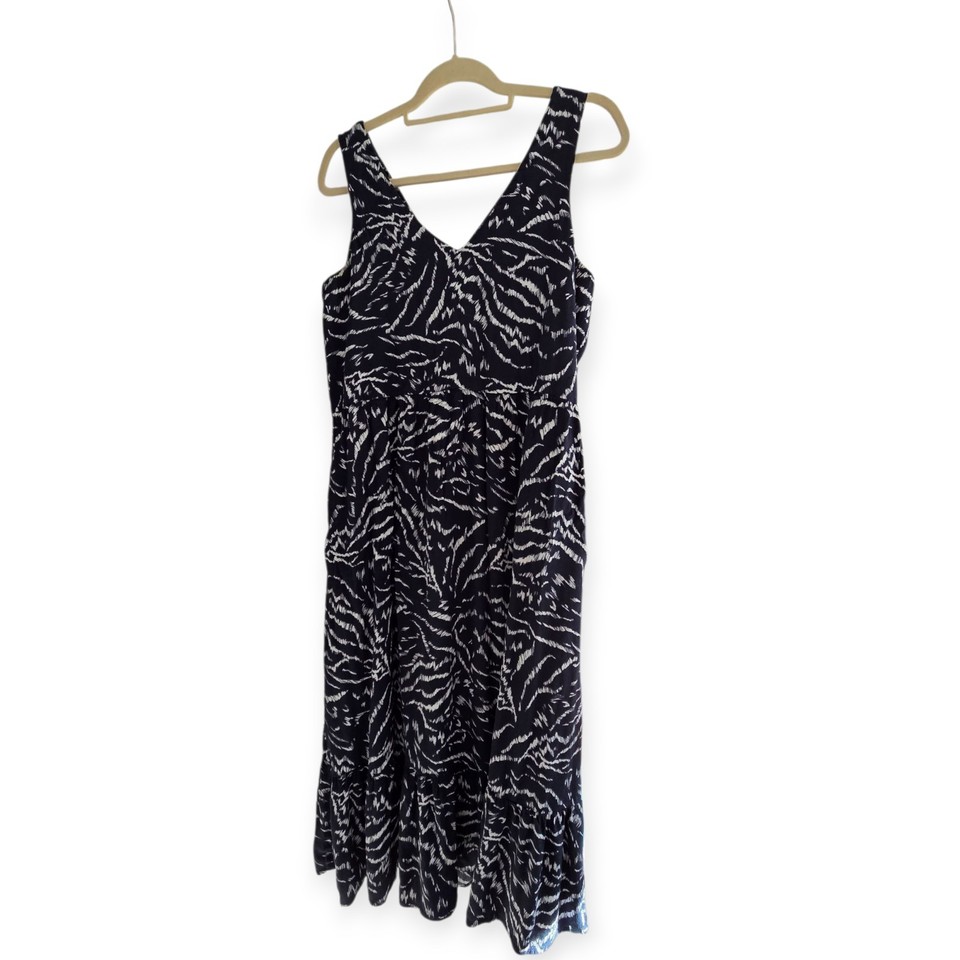 DECJUBA Dress Women's Size 10 AUS Black White Zebra Print Midi Summer Sundress