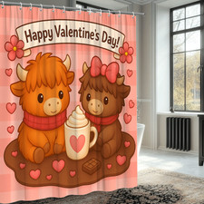 Cute Valentine's Day Shower Curtain with Adorable Cows