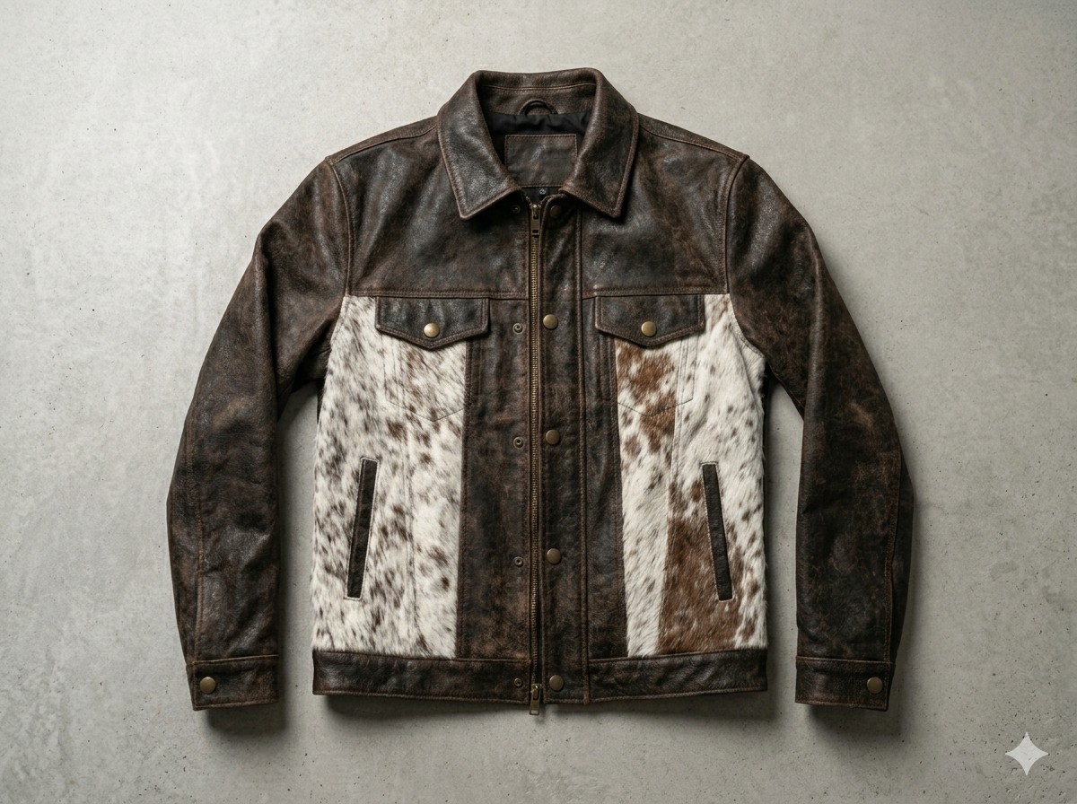 Men Hair On Hide Western Distressed Brown