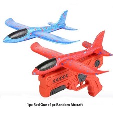 Airplane Launcher Toy Foam Throwing Glider Plane with Catapult Gun Game for Kids