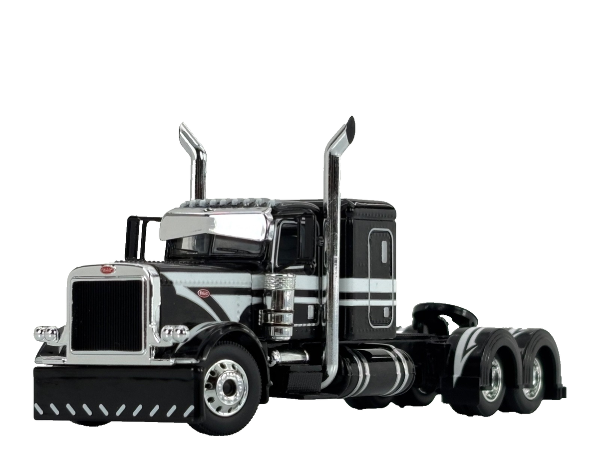 Modello Scala 1:64 Peterbilt Peterbilt 389 1:64 DCP Nero Con Traversina Piatta - Modello Diecast Uscito Dalla Confezione Modellino Diecast DCP Nero