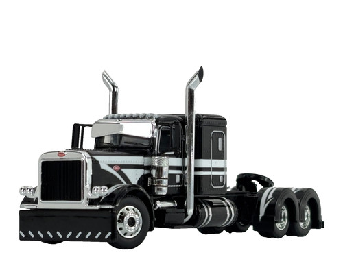 1/64 DCP BLACK/WHITE PETERBILT 389 W/ 48" FLAT TOP SLEEPER