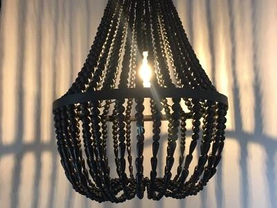 Pendant Light Fixture Black Beaded Large Size As New Ceiling Lights