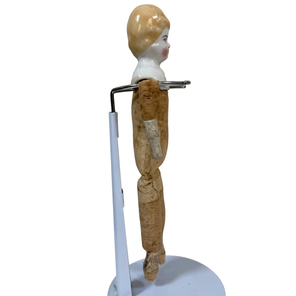 Antique German Bisque/Porcelain Head Doll with Cloth Body - Image 4 of 4