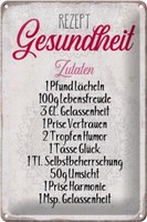 Blechschild Spruch 20X30 Cm Rezept Gesundheit Zutaten Metal Deko Schild Tin Sign
