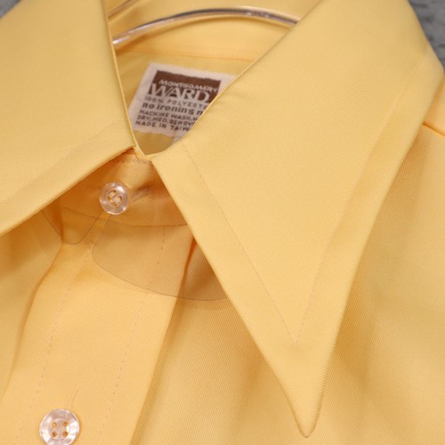 Vintage Montgomery Ward Shirt Mens 15-33 Yellow Lightweight 100% Polyester Disco - Picture 4 of 15