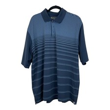 Pebble Beach Performance Polo Shirt Mens Sz XXL Short Sleeves Blue Stripe Golf