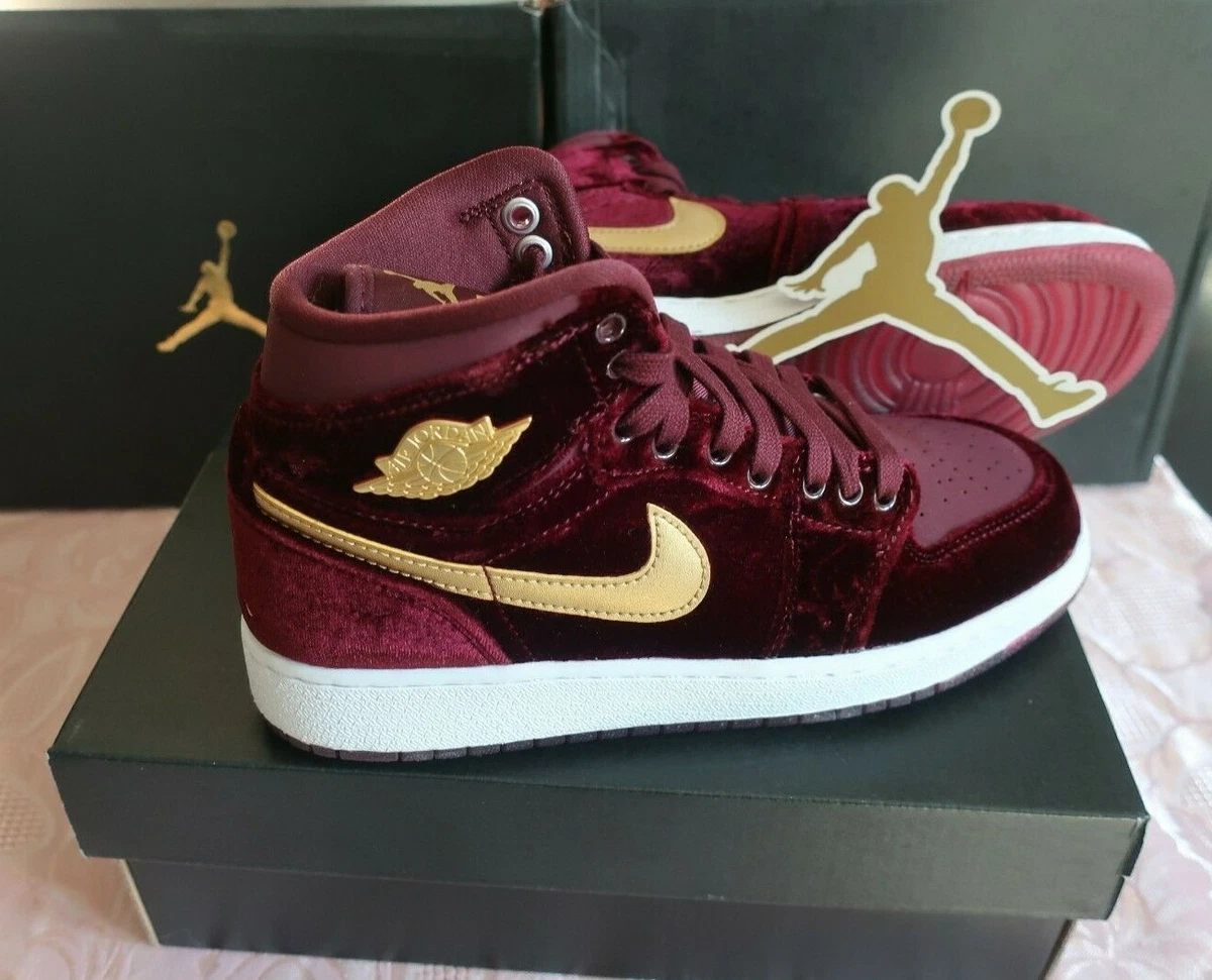 Nike Air Jordan 1 Retro High Premium Heiress 'Night Maroon' Velvet GG  832596-640