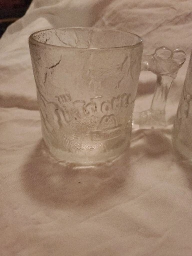(2) McDonalds Flintstones Glass Mug Cup 1993 Clear Frosted Pre Dawn RocDonalds