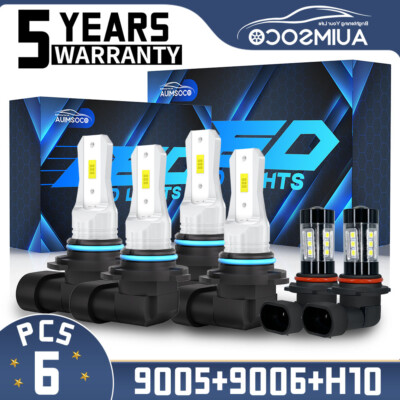 For Jeep Grand Cherokee 2005-2010 - 6x White LED Headlight + Fog Light Bulbs Kit