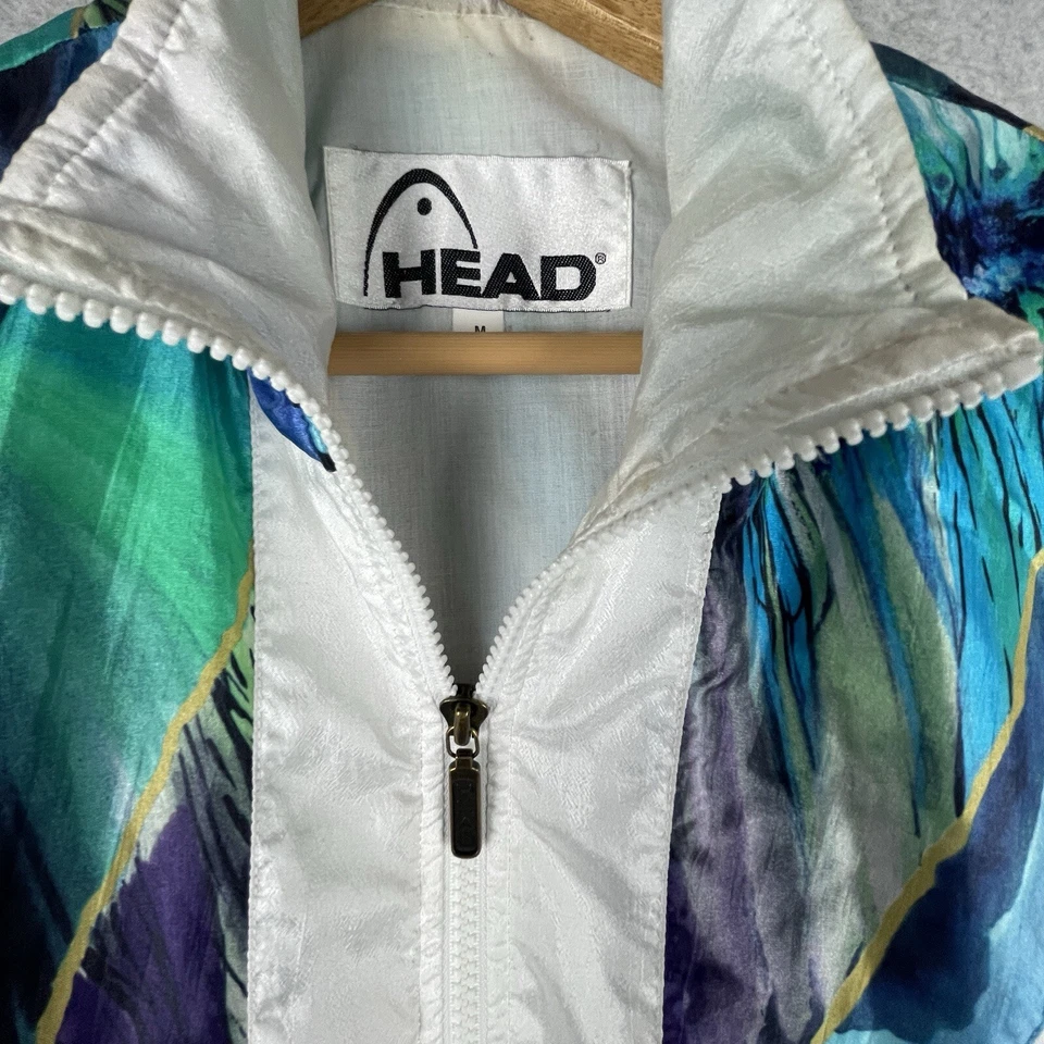 Vintage Tennis Windbreaker Womens Medium Head Full Zip 80s Retro Track Jacket - Imagem 3 de 4