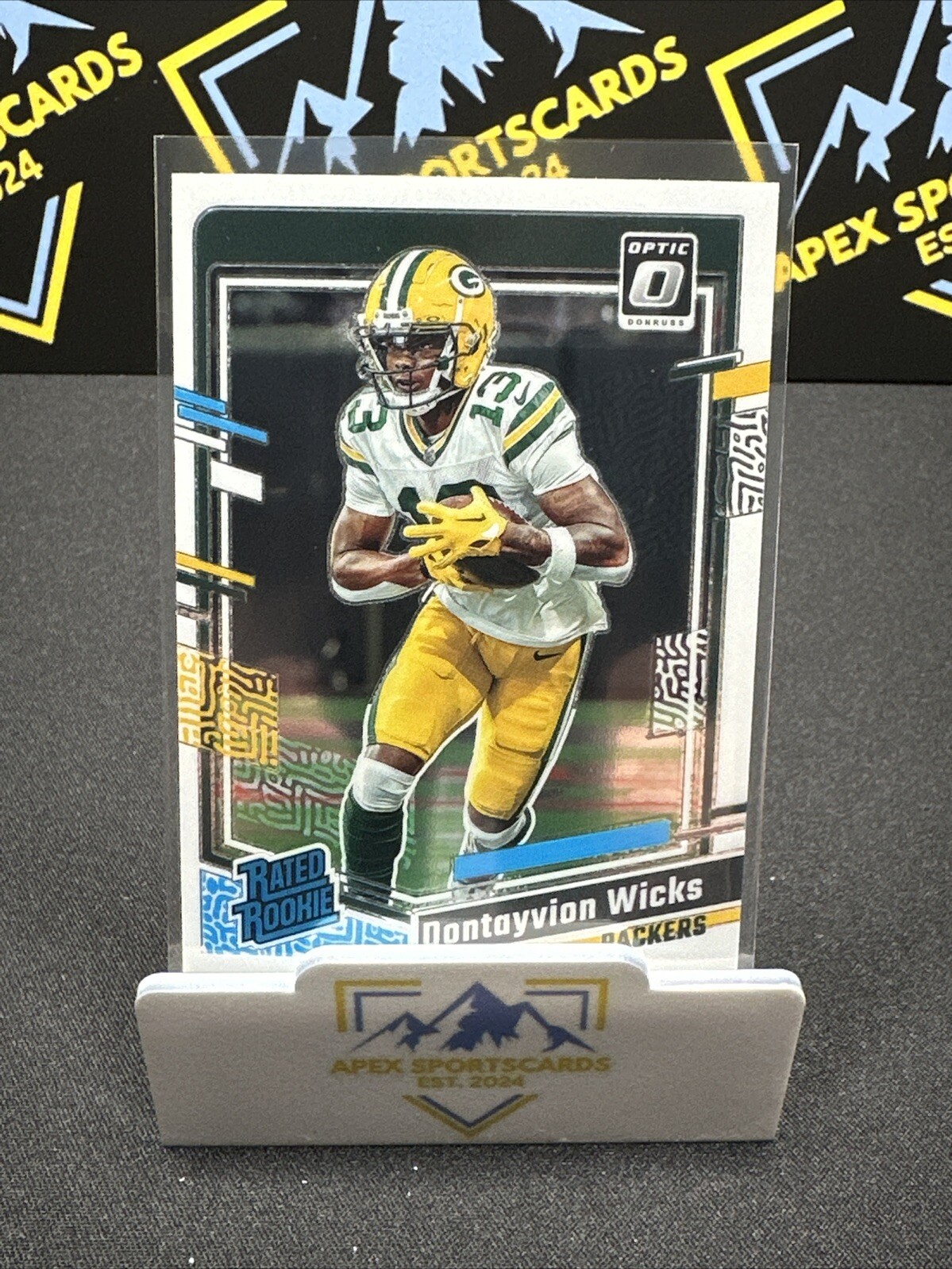Dontayvion Wicks - 2023 Donruss Optic Base Rated Rookie No. 249 - NM/MT