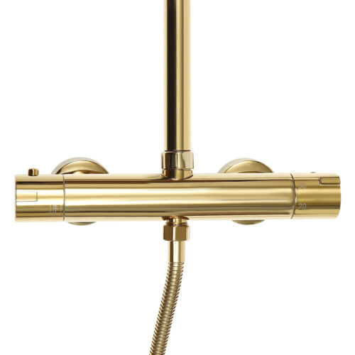 Duschset Duschsystem Duscharmatur Thermostat Regendusche Gold mit Handbrause Bad - Bild 12 von 22