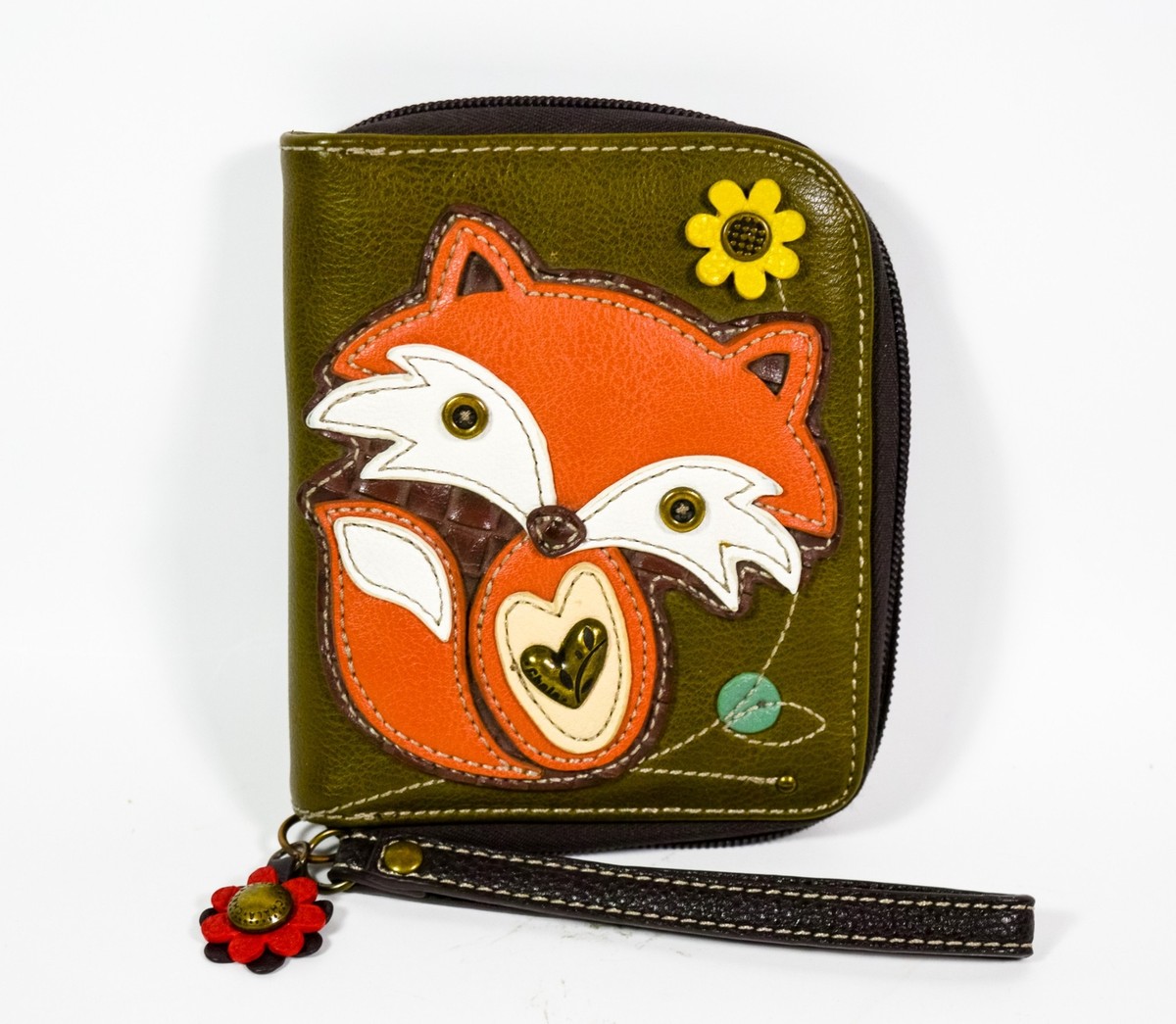 Chala Fox Wristlet Wallet Faux Leather Brown