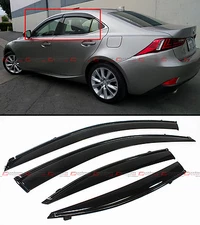 FOR 2014-20 LEXUS IS250 IS350 IS200T VIP CLIP ON SMOKE WINDOW VISOR + BLACK TRIM