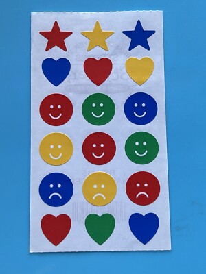 10 Sheets Frances Meyer Colorful Smileys Hearts Stars Vintage Scrapbook Stickers