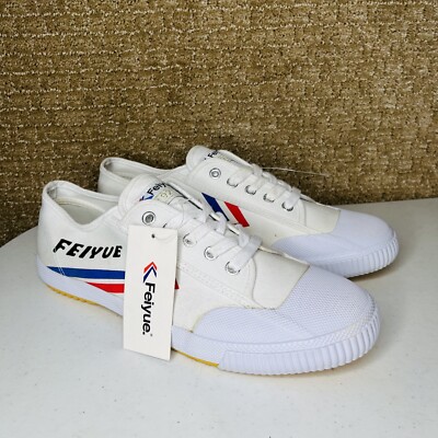 Feiyue Martial Arts Shoes Mens 11 EU 44 White Lace Parkour Sneakers NEW