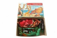 Vintage Noah's Ark Miniature Play Set With Ark Trees Animals  Box