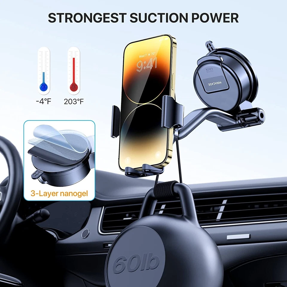 Car Phone Holder 360° Rotation Mount Vent Grip/Dash Lock For iPhone Samsung - image 4 of 4