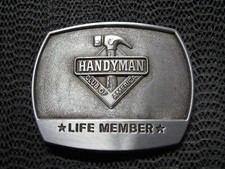 HANDYMAN CLUB OF AMERICA LIFE MEMBER BELT BUCKLE VINTAGE 1996 USA MR. FIX IT