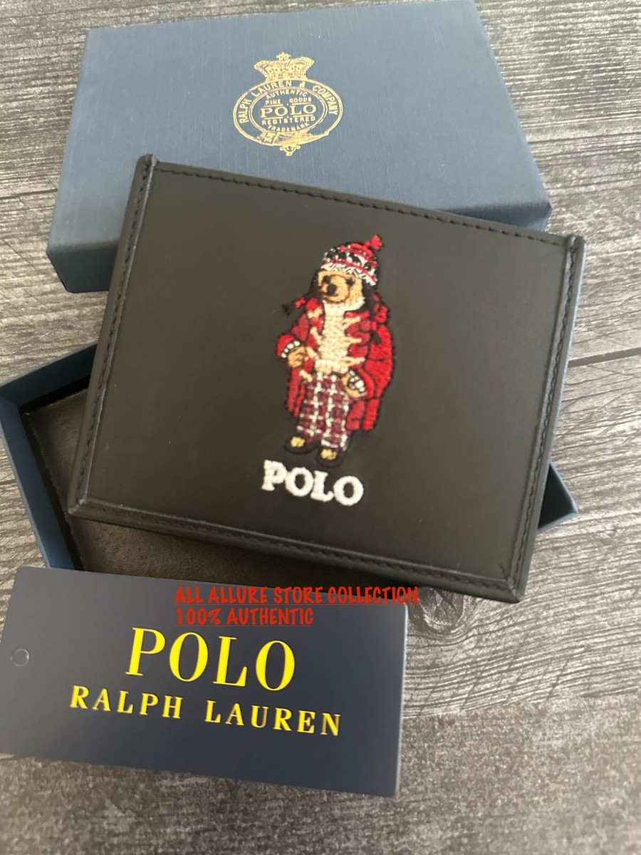 NIB POLO RALPH LAUREN Men's Polo Bear Leather Card Case | eBay
