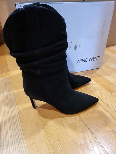 Nine West Womens Gonda Mid Calf Suede Leather Boot Black Size 6 M