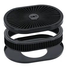 12" Super Flow Oval Air Cleaner Set With Washable Black Element & Chrome Top 